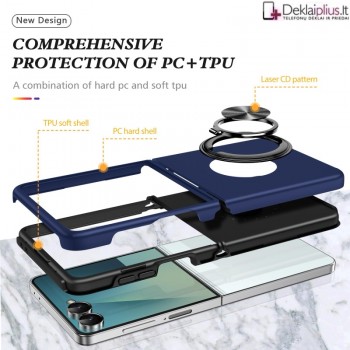 Plastikinis dėklas su žiedu - mėlynas (Samsung Galaxy Z Flip 7) Plastikinis dėklas su žiedu - mėlynas (Samsung Galaxy Z Flip 7)